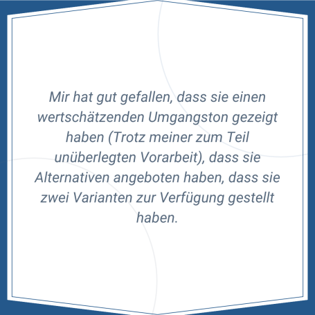 Feedback einer Kundin zum inhaltlichen Lektorat einer Masterarbeit